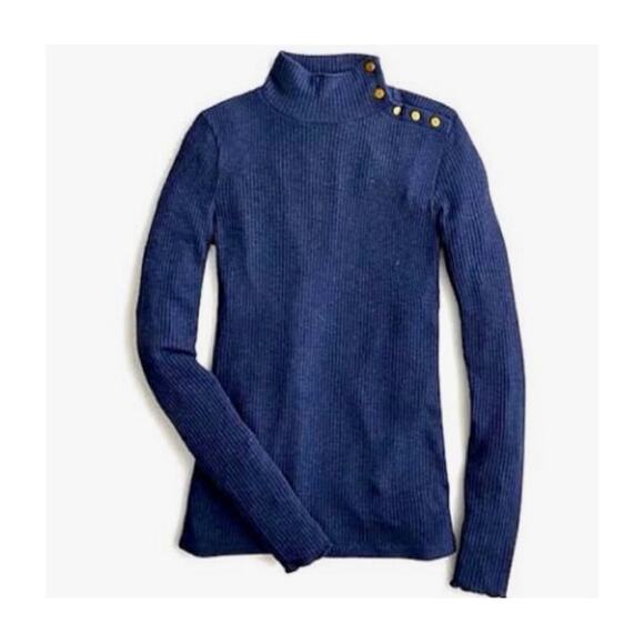 J. Crew Button Shoulder Ribbed Turtleneck Top - Picture 1 of 7